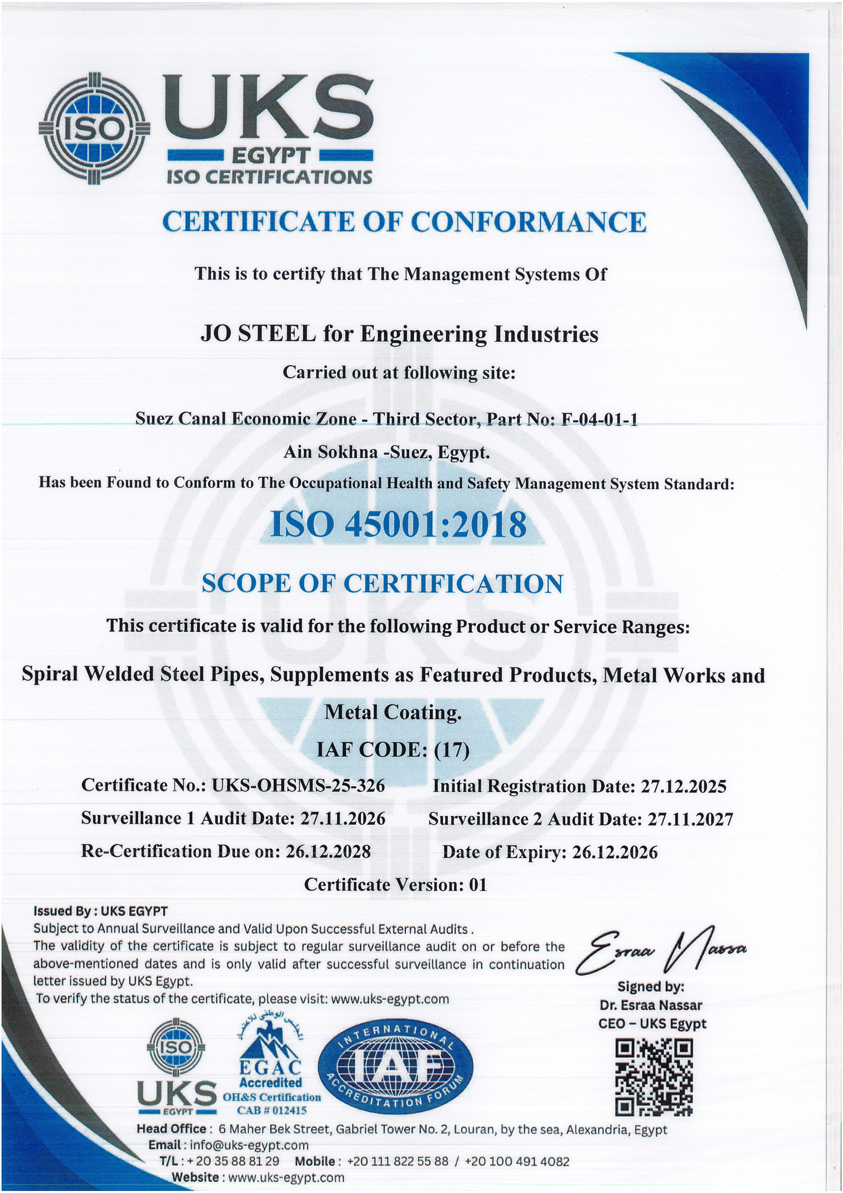 Certificate of Honor — Manufacturing Achievement